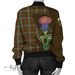 Scottish Seton Hunting Tartan Family Crest with Thistle and Scotland Map Tartan Plaid Bomber Jacket Scottish Plaid Tartan Plaid - ScotsTee - scotstee.com
