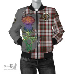 Scottish Scott Dress Tartan Family Crest with Thistle and Scotland Map Tartan Plaid Bomber Jacket Scottish Plaid Tartan Plaid - ScotsTee - scotstee.com