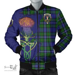 Scottish Robertson Hunting Modern Tartan Family Crest with Thistle and Scotland Map Tartan Plaid Bomber Jacket Scottish Plaid Tartan Plaid - ScotsTee - scotstee.com