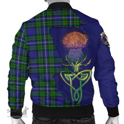 Scottish Robertson Hunting Modern Tartan Family Crest with Thistle and Scotland Map Tartan Plaid Bomber Jacket Scottish Plaid Tartan Plaid - ScotsTee - scotstee.com