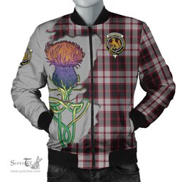 Scottish MacPherson Tartan Family Crest with Thistle and Scotland Map Tartan Plaid Bomber Jacket Scottish Plaid Tartan Plaid - ScotsTee - scotstee.com