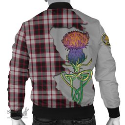 Scottish MacPherson Tartan Family Crest with Thistle and Scotland Map Tartan Plaid Bomber Jacket Scottish Plaid Tartan Plaid - ScotsTee - scotstee.com