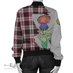 Scottish MacPherson Tartan Family Crest with Thistle and Scotland Map Tartan Plaid Bomber Jacket Scottish Plaid Tartan Plaid - ScotsTee - scotstee.com