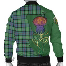 Scottish MacThomas Ancient Tartan Family Crest with Thistle and Scotland Map Tartan Plaid Bomber Jacket Scottish Plaid Tartan Plaid - ScotsTee - scotstee.com