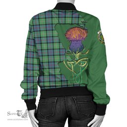 Scottish MacThomas Ancient Tartan Family Crest with Thistle and Scotland Map Tartan Plaid Bomber Jacket Scottish Plaid Tartan Plaid - ScotsTee - scotstee.com
