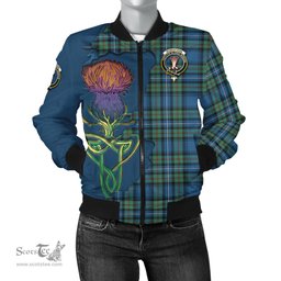 Scottish Robertson Hunting Ancient Tartan Family Crest with Thistle and Scotland Map Tartan Plaid Bomber Jacket Scottish Plaid Tartan Plaid - ScotsTee - scotstee.com