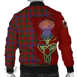 Scottish Ross Tartan Family Crest with Thistle and Scotland Map Tartan Plaid Bomber Jacket Scottish Plaid Tartan Plaid - ScotsTee - scotstee.com