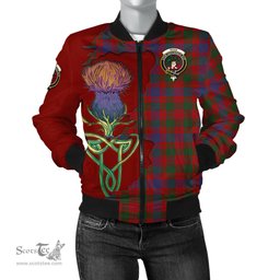 Scottish Ross Tartan Family Crest with Thistle and Scotland Map Tartan Plaid Bomber Jacket Scottish Plaid Tartan Plaid - ScotsTee - scotstee.com