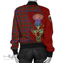 Scottish Ross Tartan Family Crest with Thistle and Scotland Map Tartan Plaid Bomber Jacket Scottish Plaid Tartan Plaid - ScotsTee - scotstee.com