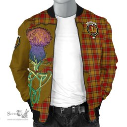 Scottish Scrymgeour Tartan Family Crest with Thistle and Scotland Map Tartan Plaid Bomber Jacket Scottish Plaid Tartan Plaid - ScotsTee - scotstee.com