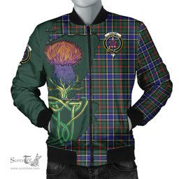 Scottish Ogilvie (Ogilvy) Hunting Modern Tartan Family Crest with Thistle and Scotland Map Tartan Plaid Bomber Jacket Scottish Plaid Tartan Plaid - ScotsTee - scotstee.com