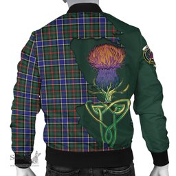 Scottish Ogilvie (Ogilvy) Hunting Modern Tartan Family Crest with Thistle and Scotland Map Tartan Plaid Bomber Jacket Scottish Plaid Tartan Plaid - ScotsTee - scotstee.com