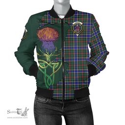 Scottish Ogilvie (Ogilvy) Hunting Modern Tartan Family Crest with Thistle and Scotland Map Tartan Plaid Bomber Jacket Scottish Plaid Tartan Plaid - ScotsTee - scotstee.com