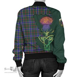 Scottish Ogilvie (Ogilvy) Hunting Modern Tartan Family Crest with Thistle and Scotland Map Tartan Plaid Bomber Jacket Scottish Plaid Tartan Plaid - ScotsTee - scotstee.com