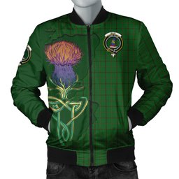 Scottish Mar Tribe Tartan Family Crest with Thistle and Scotland Map Tartan Plaid Bomber Jacket Scottish Plaid Tartan Plaid - ScotsTee - scotstee.com