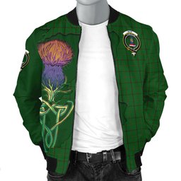 Scottish Mar Tribe Tartan Family Crest with Thistle and Scotland Map Tartan Plaid Bomber Jacket Scottish Plaid Tartan Plaid - ScotsTee - scotstee.com