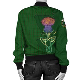 Scottish Mar Tribe Tartan Family Crest with Thistle and Scotland Map Tartan Plaid Bomber Jacket Scottish Plaid Tartan Plaid - ScotsTee - scotstee.com