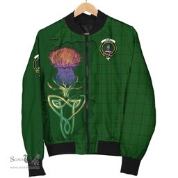 Scottish Mar Tribe Tartan Family Crest with Thistle and Scotland Map Tartan Plaid Bomber Jacket Scottish Plaid Tartan Plaid - ScotsTee - scotstee.com