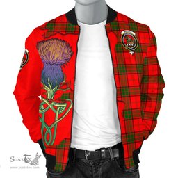 Scottish Maxwell Modern Tartan Family Crest with Thistle and Scotland Map Tartan Plaid Bomber Jacket Scottish Plaid Tartan Plaid - ScotsTee - scotstee.com