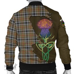 Scottish Thomson Camel Tartan Family Crest with Thistle and Scotland Map Tartan Plaid Bomber Jacket Scottish Plaid Tartan Plaid - ScotsTee - scotstee.com