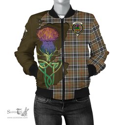 Scottish Thomson Camel Tartan Family Crest with Thistle and Scotland Map Tartan Plaid Bomber Jacket Scottish Plaid Tartan Plaid - ScotsTee - scotstee.com