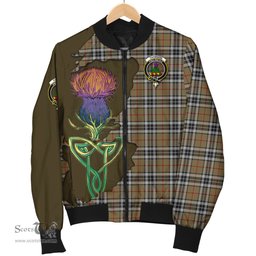 Scottish Thomson Camel Tartan Family Crest with Thistle and Scotland Map Tartan Plaid Bomber Jacket Scottish Plaid Tartan Plaid - ScotsTee - scotstee.com