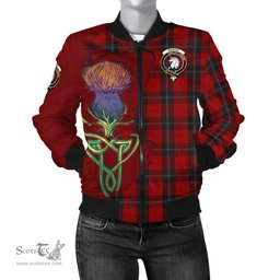 Scottish Ramsay Tartan Family Crest with Thistle and Scotland Map Tartan Plaid Bomber Jacket Scottish Plaid Tartan Plaid - ScotsTee - scotstee.com