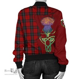 Scottish Ramsay Tartan Family Crest with Thistle and Scotland Map Tartan Plaid Bomber Jacket Scottish Plaid Tartan Plaid - ScotsTee - scotstee.com