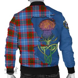 Scottish Spalding Tartan Family Crest with Thistle and Scotland Map Tartan Plaid Bomber Jacket Scottish Plaid Tartan Plaid - ScotsTee - scotstee.com