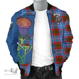 Scottish Spalding Tartan Family Crest with Thistle and Scotland Map Tartan Plaid Bomber Jacket Scottish Plaid Tartan Plaid - ScotsTee - scotstee.com