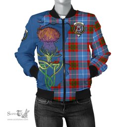 Scottish Spalding Tartan Family Crest with Thistle and Scotland Map Tartan Plaid Bomber Jacket Scottish Plaid Tartan Plaid - ScotsTee - scotstee.com