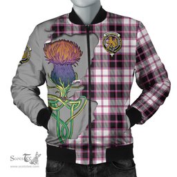 Scottish MacPherson Hunting Modern Tartan Family Crest with Thistle and Scotland Map Tartan Plaid Bomber Jacket Scottish Plaid Tartan Plaid - ScotsTee - scotstee.com