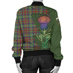 Scottish Shaw Green Modern Tartan Family Crest with Thistle and Scotland Map Tartan Plaid Bomber Jacket Scottish Plaid Tartan Plaid - ScotsTee - scotstee.com