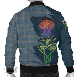 Scottish McKerrell of Hillhouse Dress Tartan Family Crest with Thistle and Scotland Map Tartan Plaid Bomber Jacket Scottish Plaid Tartan Plaid - ScotsTee - scotstee.com
