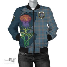 Scottish McKerrell of Hillhouse Dress Tartan Family Crest with Thistle and Scotland Map Tartan Plaid Bomber Jacket Scottish Plaid Tartan Plaid - ScotsTee - scotstee.com