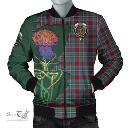 Scottish Spens (Spence) Tartan Family Crest with Thistle and Scotland Map Tartan Plaid Bomber Jacket Scottish Plaid Tartan Plaid - ScotsTee - scotstee.com