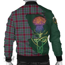 Scottish Spens (Spence) Tartan Family Crest with Thistle and Scotland Map Tartan Plaid Bomber Jacket Scottish Plaid Tartan Plaid - ScotsTee - scotstee.com