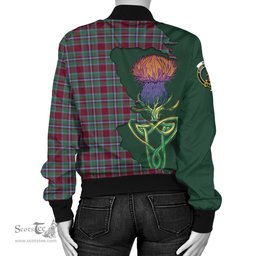 Scottish Spens (Spence) Tartan Family Crest with Thistle and Scotland Map Tartan Plaid Bomber Jacket Scottish Plaid Tartan Plaid - ScotsTee - scotstee.com