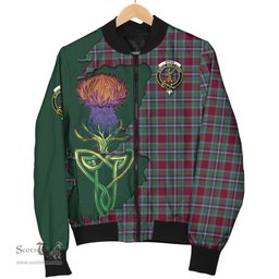 Scottish Spens (Spence) Tartan Family Crest with Thistle and Scotland Map Tartan Plaid Bomber Jacket Scottish Plaid Tartan Plaid - ScotsTee - scotstee.com