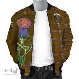 Scottish Scott Brown Modern Tartan Family Crest with Thistle and Scotland Map Tartan Plaid Bomber Jacket Scottish Plaid Tartan Plaid - ScotsTee - scotstee.com