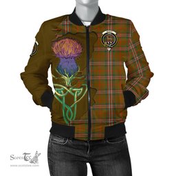 Scottish Scott Brown Modern Tartan Family Crest with Thistle and Scotland Map Tartan Plaid Bomber Jacket Scottish Plaid Tartan Plaid - ScotsTee - scotstee.com