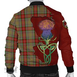 Scottish Muirhead Old Tartan Family Crest with Thistle and Scotland Map Tartan Plaid Bomber Jacket Scottish Plaid Tartan Plaid - ScotsTee - scotstee.com