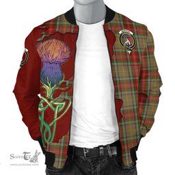 Scottish Muirhead Old Tartan Family Crest with Thistle and Scotland Map Tartan Plaid Bomber Jacket Scottish Plaid Tartan Plaid - ScotsTee - scotstee.com