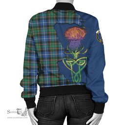 Scottish MacRae Hunting Ancient Tartan Family Crest with Thistle and Scotland Map Tartan Plaid Bomber Jacket Scottish Plaid Tartan Plaid - ScotsTee - scotstee.com