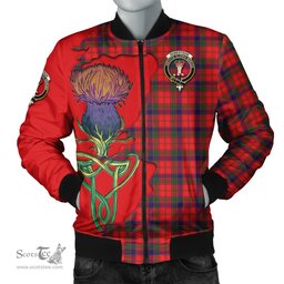 Scottish Robertson Modern Tartan Family Crest with Thistle and Scotland Map Tartan Plaid Bomber Jacket Scottish Plaid Tartan Plaid - ScotsTee - scotstee.com