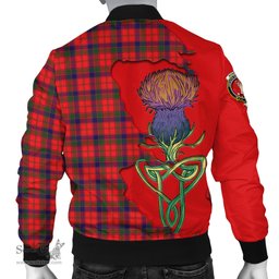 Scottish Robertson Modern Tartan Family Crest with Thistle and Scotland Map Tartan Plaid Bomber Jacket Scottish Plaid Tartan Plaid - ScotsTee - scotstee.com