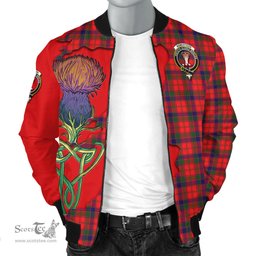 Scottish Robertson Modern Tartan Family Crest with Thistle and Scotland Map Tartan Plaid Bomber Jacket Scottish Plaid Tartan Plaid - ScotsTee - scotstee.com
