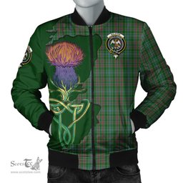 Scottish Ralston USA Tartan Family Crest with Thistle and Scotland Map Tartan Plaid Bomber Jacket Scottish Plaid Tartan Plaid - ScotsTee - scotstee.com