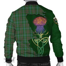 Scottish Ralston USA Tartan Family Crest with Thistle and Scotland Map Tartan Plaid Bomber Jacket Scottish Plaid Tartan Plaid - ScotsTee - scotstee.com