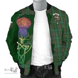 Scottish Ralston USA Tartan Family Crest with Thistle and Scotland Map Tartan Plaid Bomber Jacket Scottish Plaid Tartan Plaid - ScotsTee - scotstee.com